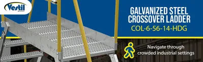 Vestil COL-6-56-14-HDG galvanized cross-over ladder feature highlights