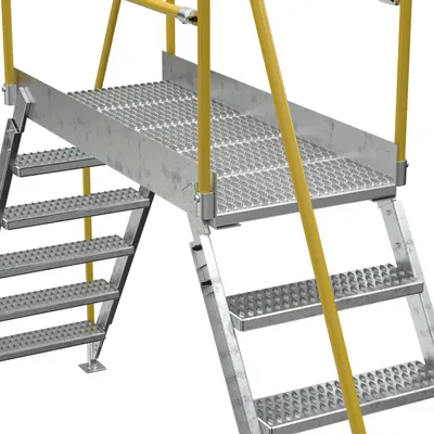 Vestil COL-6-56-44-HDG galvanized cross-over ladder shown from an alternate angle