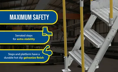 Vestil COL-AL-3-26-33 aluminum cross-over ladder feature highlights