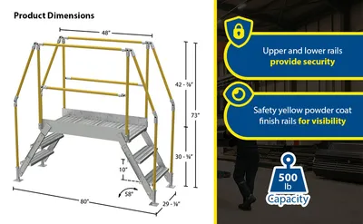 Vestil COL-AL-3-26-33 aluminum cross-over ladder feature highlights