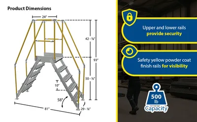 Vestil COL-AL-5-46-14 aluminum cross-over ladder feature highlights