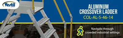 Vestil COL-AL-5-46-14 aluminum cross-over ladder feature highlights