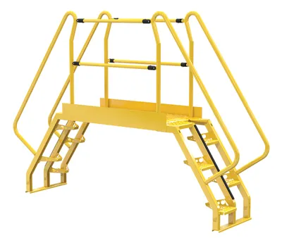 Vestil Steel Alternating Crossover Ladder 10 Step 56 Degrees 117 In. x 81 In. 350 Lb. Capacity Yellow