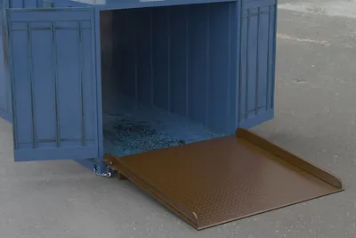 Vestil CRS-7272-20 steel container ramps with side rail shown from an alternate angle