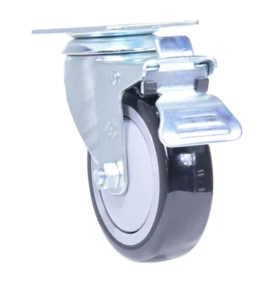 Vestil CST-VE-4X1.25PP-STL polyurethane polyolefin caster shown from an alternate angle