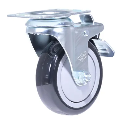 Vestil CST-VE-4X1.25PP-STL polyurethane polyolefin caster shown from an alternate angle
