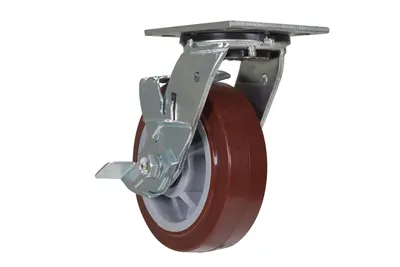 Vestil CST-VE-6X2PUP-SWB polyurethane on poly caster shown from an alternate angle