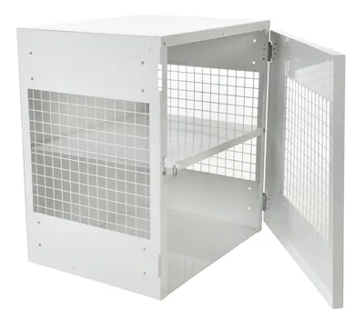 Vestil CYL-EX-12-E propane exchange cylinder cabinet shown from an alternate angle