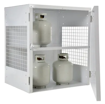 Vestil CYL-EX-12-S propane exchange cylinder cabinet shown from an alternate angle