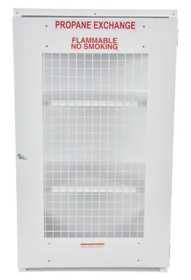 Vestil CYL-EX-18-E propane exchange cylinder cabinet shown from an alternate angle