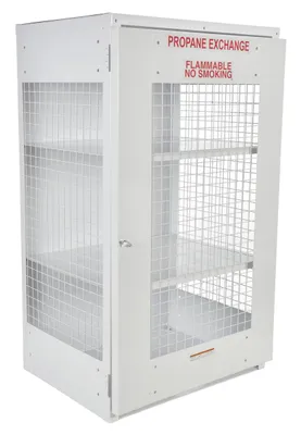 Vestil Steel Propane Exchange Cylinder Storage Cabinets with Mesh Door 18 Cylinder Capacity White