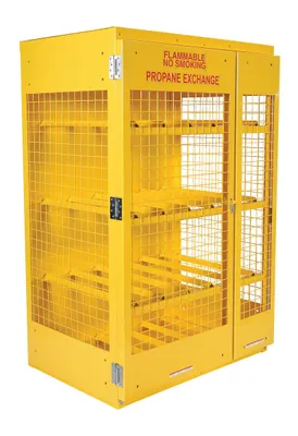 Vestil Steel Horizontal Cylinder Cabinet 32 In. x 45 In. x 68-1/4 In. 12 Cylinder Capacity Yellow