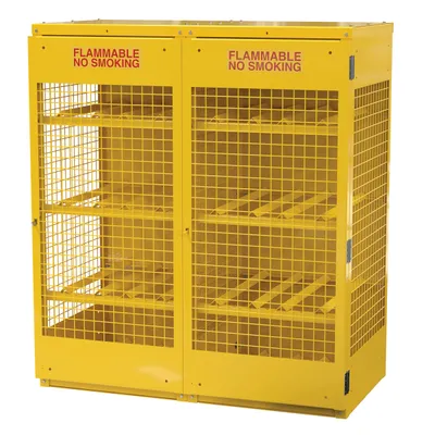 Vestil Steel Knockdown Horizontal Cylinder Cabinet 32 In. x 60 In. x 68-1/4 In. 16 Cylinder Capacity Yellow