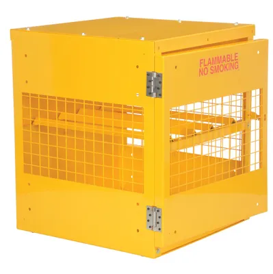 Vestil Steel Knockdown Horizontal Cylinder Cabinet 32 In. x 30 In. x 35-1/4 In. 4 Cylinder Capacity Yellow