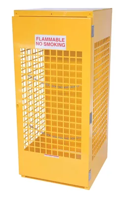 Vestil Steel Vertical Cylinder Cabinet 32 In. x 30 In. x 68-1/4 In. 5-10 Cylinder Capacity Yellow