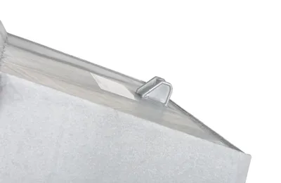 Vestil D-100-HD-GAL d style - self-dumping steel hoppers with bumper release shown from an alternate angle