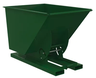 Vestil Steel Heavy Duty No Bump & Dump Hopper 1 Cubic Yard 6000 Lb. Capacity Hunter Green