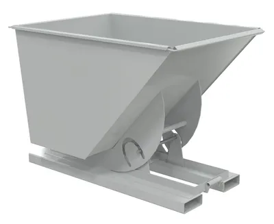 Vestil Steel Heavy Duty No Bump & Dump Hopper 1 Cubic Yard 6000 Lb. Capacity Machine Gray