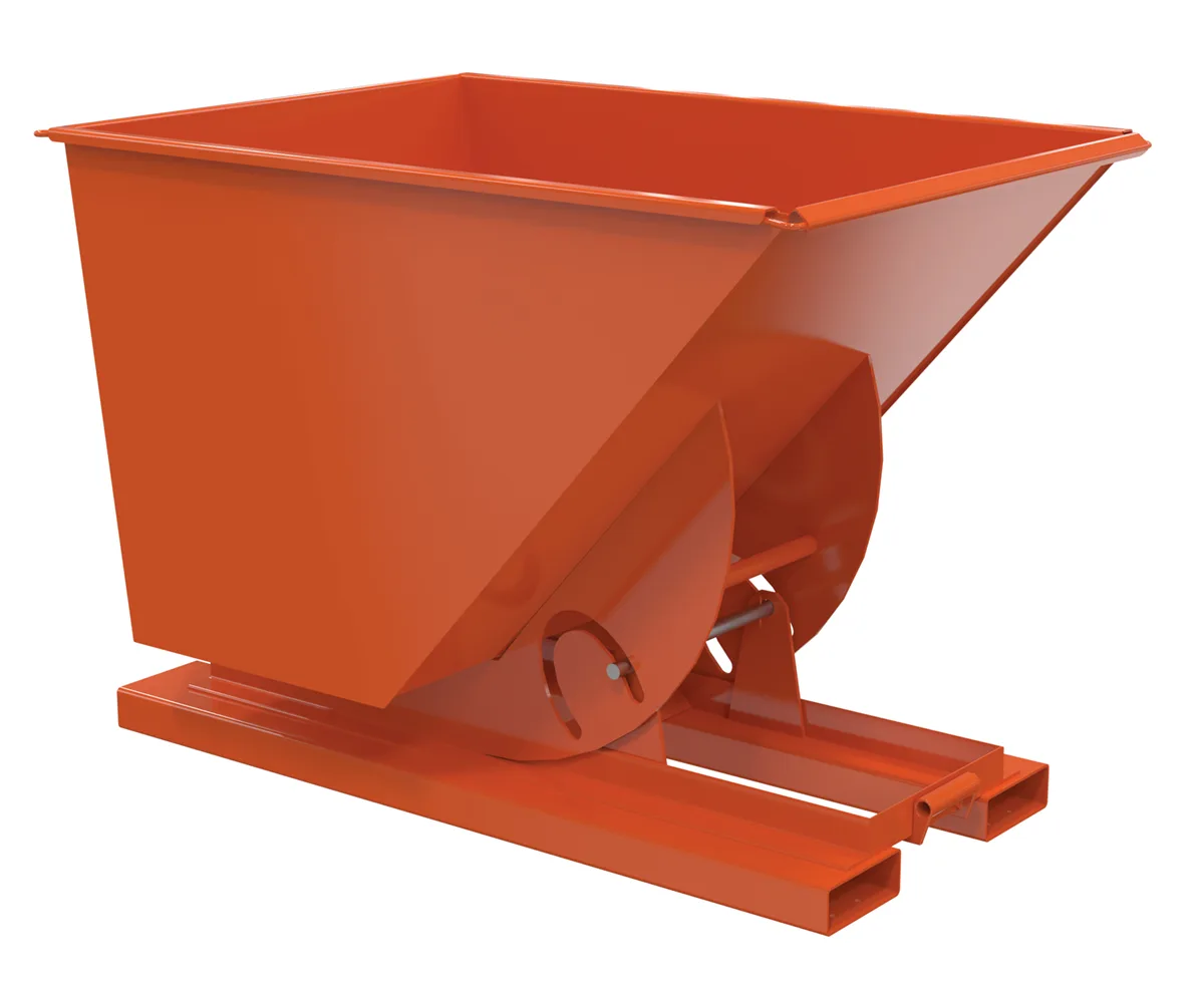 Vestil D-100-HD-NB-ORG-C d-style hoppers, no bump & dump