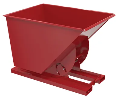 Vestil Steel Heavy Duty No Bump & Dump Hopper 1 Cubic Yard 6000 Lb. Capacity Soda Red