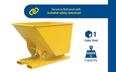 Vestil D-100-HD-NB-YEL d-style hoppers, no bump & dump feature highlights