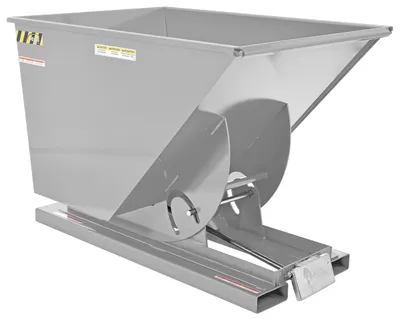 Vestil Steel Heavy Duty Self Dumping Hopper 1 Cubic Yard 6000 Lb. Capacity Silver Lining