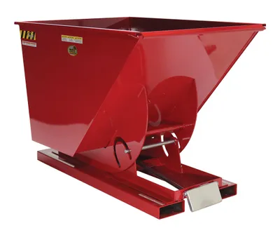 Vestil Steel Heavy Duty Self Dumping Hopper 1 Cubic Yard 6000 Lb. Capacity Red