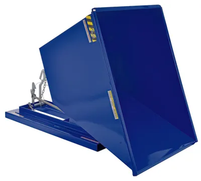 Vestil D-100-LD d style - self-dumping steel hoppers with bumper release shown from an alternate angle