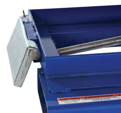 Vestil D-100-LD d style - self-dumping steel hoppers with bumper release shown from an alternate angle