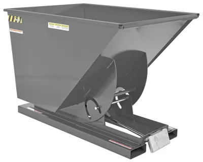 Vestil Steel Light Duty Self Dumping Hopper 1 Cubic Yard 2000 Lb. Capacity Battleship Gray