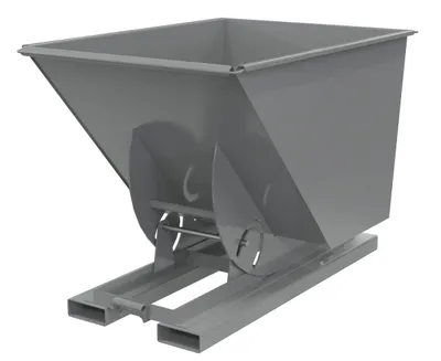Vestil Steel Light Duty No Bump & Dump Hopper 1 Cubic Yard 2000 Lb. Capacity Battleship Gray