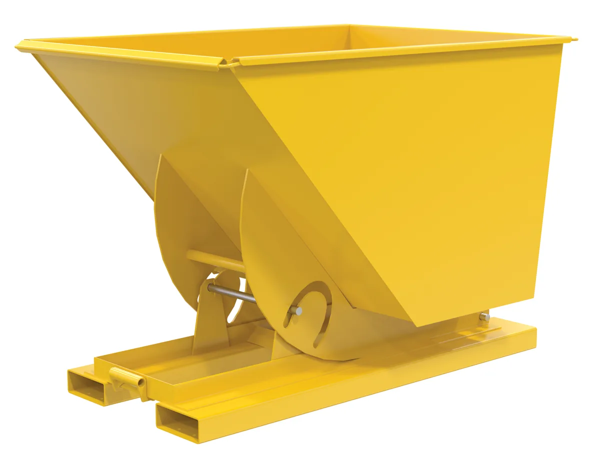 Vestil D-100-LD-NB-YEL d-style hoppers, no bump & dump