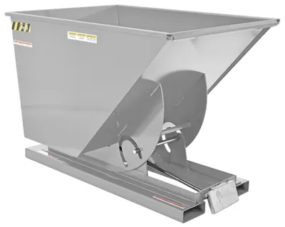 Vestil Steel Light Duty Self Dumping Hopper 1 Cubic Yard 2000 Lb. Capacity Silver Lining