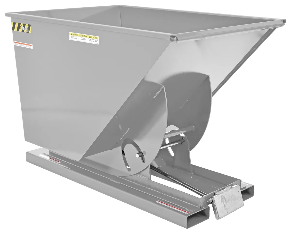 Vestil D-100-LD-SL d style - self-dumping steel hoppers with bumper release
