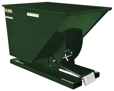 Vestil Steel Medium Duty Self Dumping Hopper 1 Cubic Yard 4000 Lb. Capacity Hunter Green