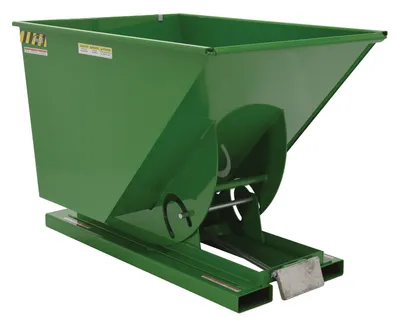 Vestil Steel Medium Duty Self Dumping Hopper 1 Cubic Yard 4000 Lb. Capacity Green