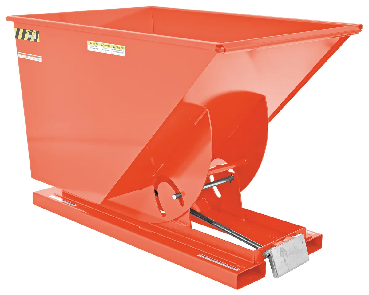 Vestil D-100-MD-ORG-C d style - self-dumping steel hoppers with bumper release