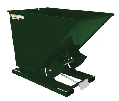 Vestil Steel Heavy Duty Self Dumping Hopper 1-1/2 Cubic Yard 6000 Lb. Capacity Hunter Green