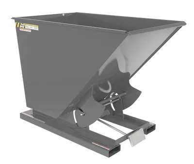 Vestil Steel Heavy Duty Self Dumping Hopper 1-1/2 Cubic Yard 6000 Lb. Capacity Battleship Gray