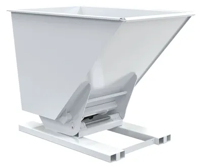 Vestil Steel Heavy Duty Hydraulic Dumping Hopper 1-1/2 Cubic Yard 6,000 Lb. Capacity White