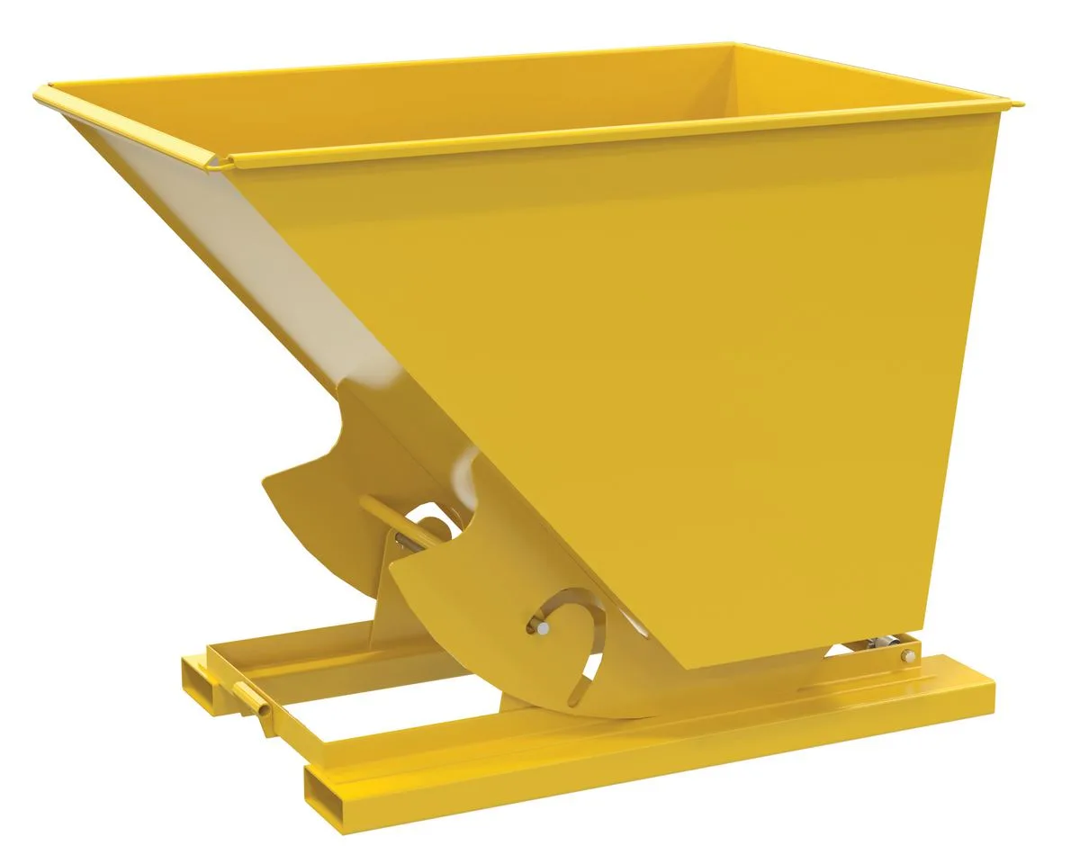 Vestil D-150-HD-NB-YEL d-style hoppers, no bump & dump