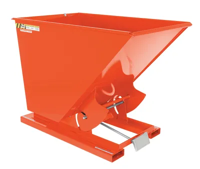 Vestil Steel Heavy Duty Self Dumping Hopper 1-1/2 Cubic Yard 6000 Lb. Capacity Orange