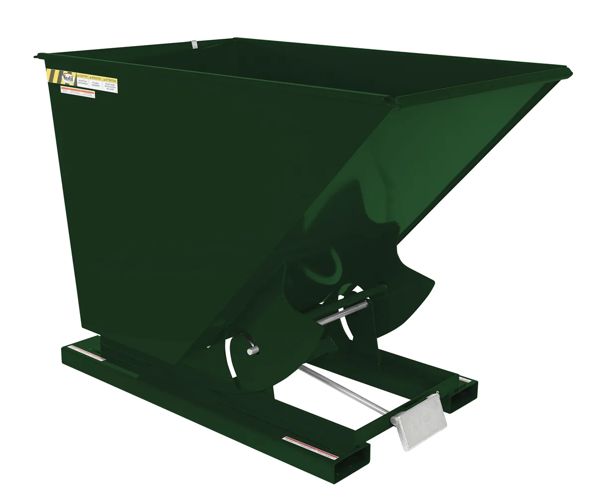 Vestil D-150-LD-GRN-H d style - self-dumping steel hoppers with bumper release
