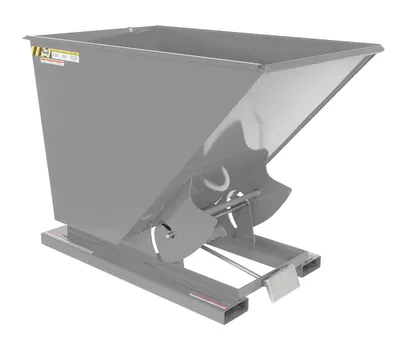 Vestil Steel Light Duty Self Dumping Hopper 1-1/2 Cubic Yard 2000 Lb. Capacity Machine Gray