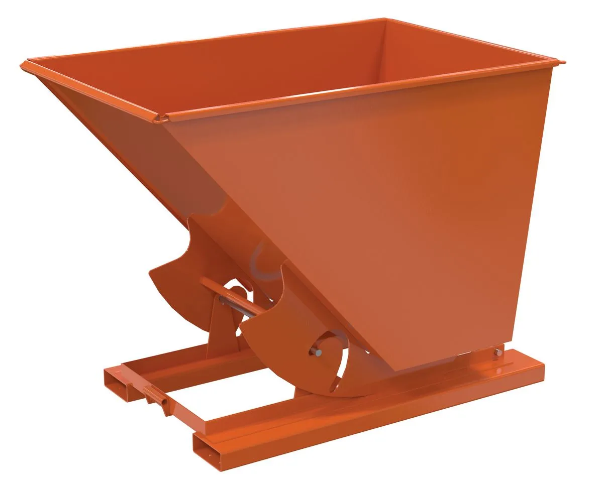 Vestil D-150-LD-NB-ORG-C d-style hoppers, no bump & dump