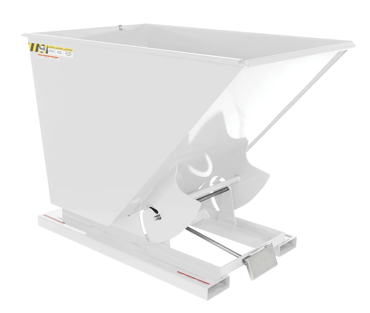 Vestil D-150-LD-WHT d style - self-dumping steel hoppers with bumper release
