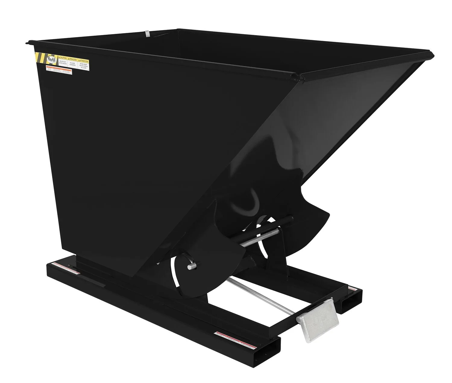 Vestil D-150-MD-BLK-SG d style - self-dumping steel hoppers with bumper release
