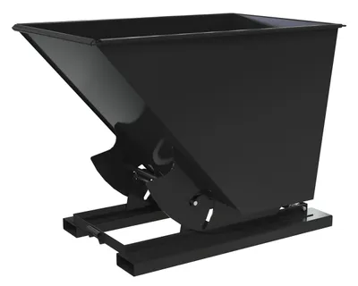 Vestil Steel Medium Duty No Bump & Dump Hopper 1-1/2 Cubic Yard 4000 Lb. Capacity Semi Gloss Black