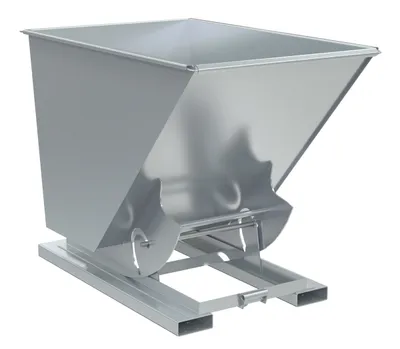 Vestil Steel Medium Duty No Bump & Dump Hopper 1-1/2 Cubic Yard 4000 Lb. Capacity Silver