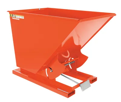 Vestil Steel Medium Duty Self Dumping Hopper 1-1/2 Cubic Yard 4000 Lb. Capacity Orange